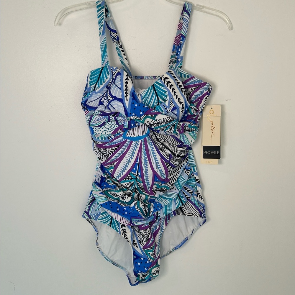NWT!Gottex Women's Tropic Boom D-Cup Twist One Piece Size 14D